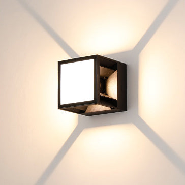 Zeitgenössische Einfachheit ABS Quadrat LED Solar Wasserdichte Outdoor Wand Leuchte Lampe Für Garten 