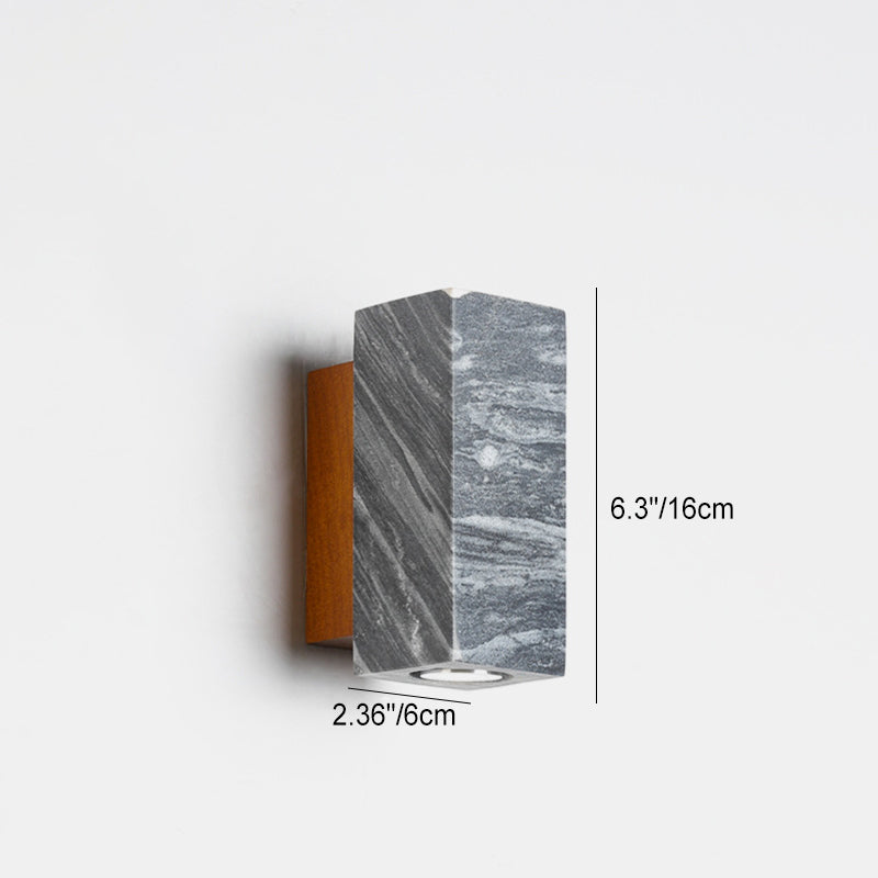 Moderne minimalistische Stein Holz Zylinder Platz 1-Licht Wandleuchte Lampe für Schlafzimmer 