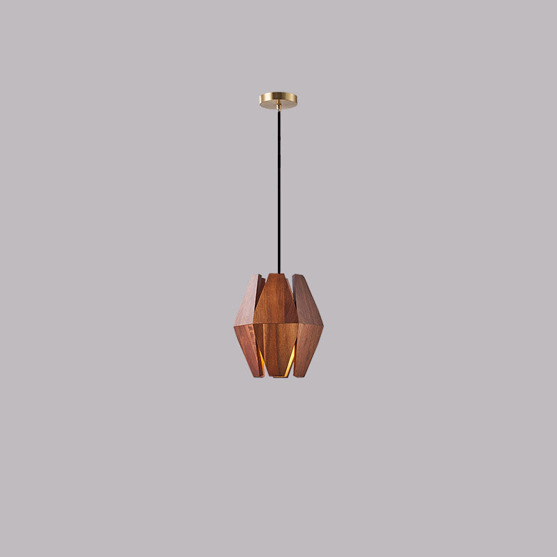Traditionelle japanische runde Hardware Holz 1-Licht Pendelleuchte für Wohnzimmer 