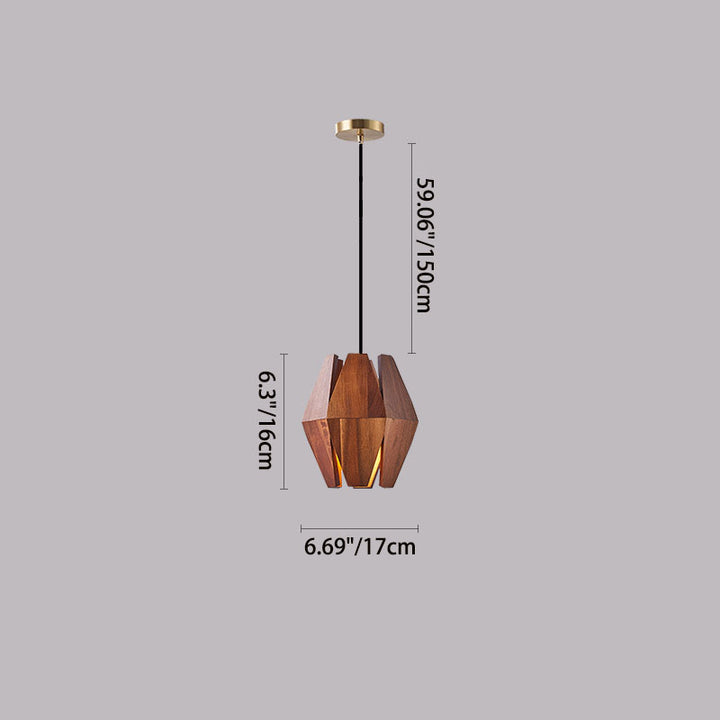 Traditionelle japanische runde Hardware Holz 1-Licht Pendelleuchte für Wohnzimmer 
