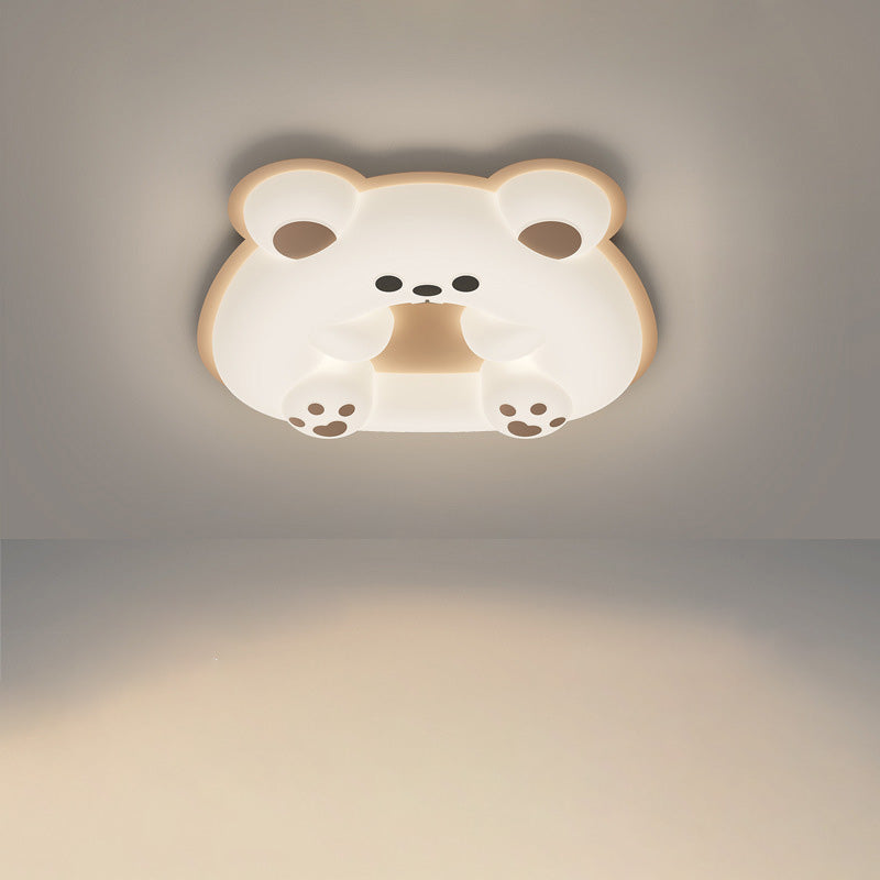 Modern Art Deco Bunny Bear PC Iron LED Flush Mount Ceiling Light For Bedroom