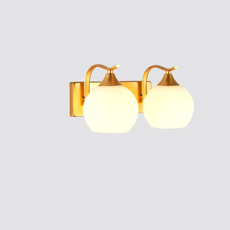 Lámpara de Aplique de Pared de Simplicidad Moderna de Hierro y Vidrio con 1/2 Luces para la Mesita de Noche 