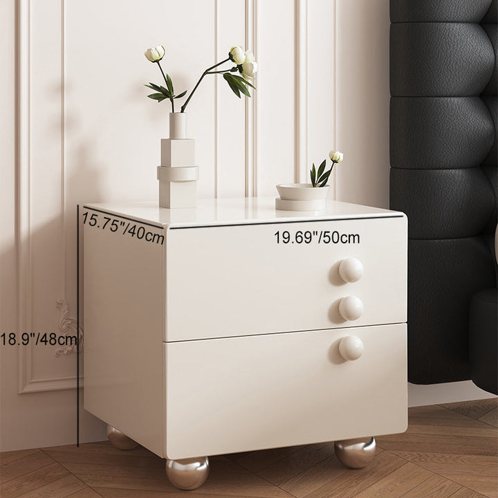 Contemporary Creative Rectangular MDF Stainless Steel Nightstand 2-Drawer For Bedroom