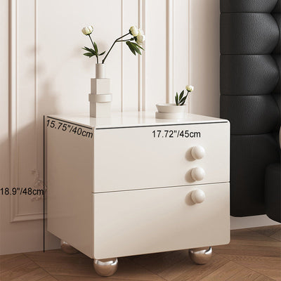 Table de chevet contemporaine créative rectangulaire orb en planche artificielle en bois massif avec acier inoxydable à 2 tiroirs pour chambre 