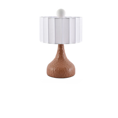 Traditionelle japanische Säule Stoff Harz 1-Licht Tischlampe für Wohnzimmer 