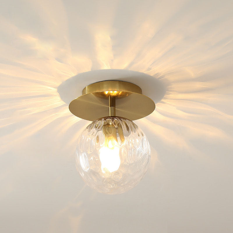 Zeitgenössische skandinavische runde Ball-Eisen-Hydrographie-Glas 1-Licht Semi-Flush-Montage-Deckenleuchte für Wohnzimmer 