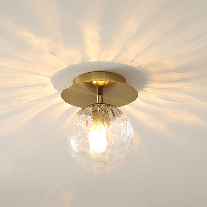 Zeitgenössische skandinavische runde Ball-Eisen-Hydrographie-Glas 1-Licht Semi-Flush-Montage-Deckenleuchte für Wohnzimmer 