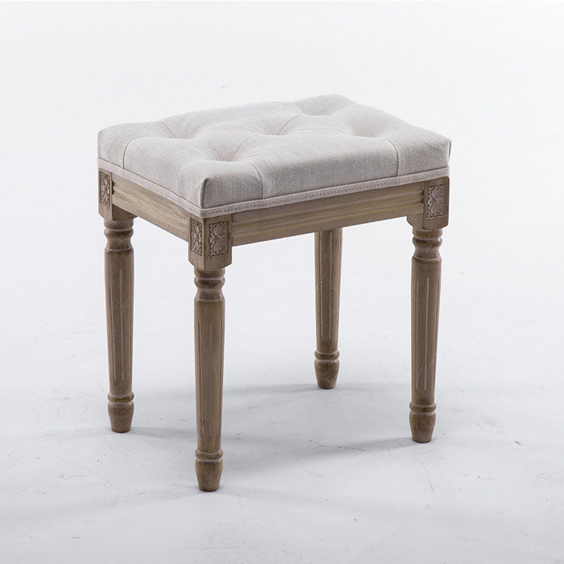 Traditioneller Vintage-Rechteckiger Niedriger Hocker aus Gummibaumholz und Stoff für das Wohnzimmer 