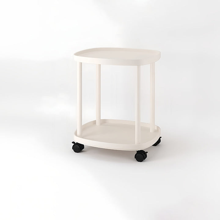 Mesa Auxiliar Escandinava Contemporánea Cuadrada de Acero al Carbono PP de 2 Niveles Movible para Dormitorio 