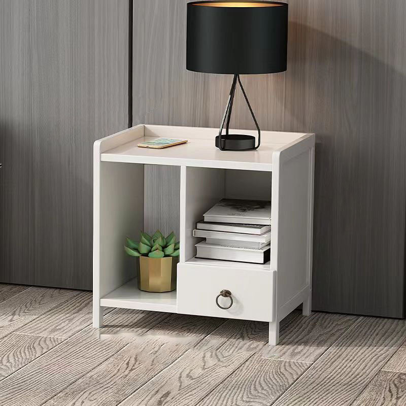 Table de chevet rectangulaire minimaliste moderne en bois massif avec 1/3 tiroir pour chambre 