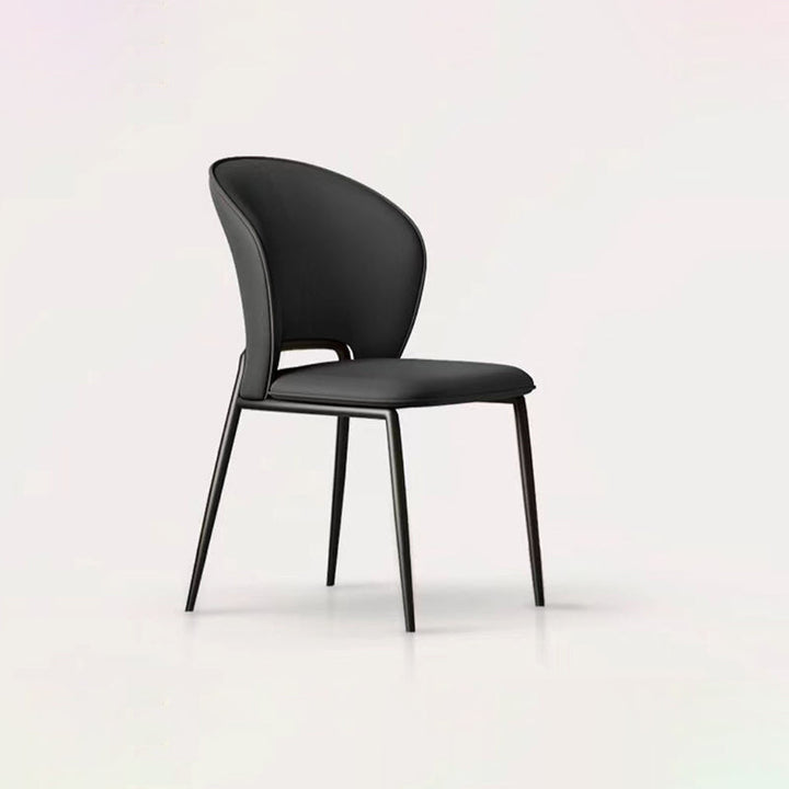Modern Minimalist Microfiber Microfiber Leather Carbon Steel Square Curved Dining Chair Backrest For Dining Room