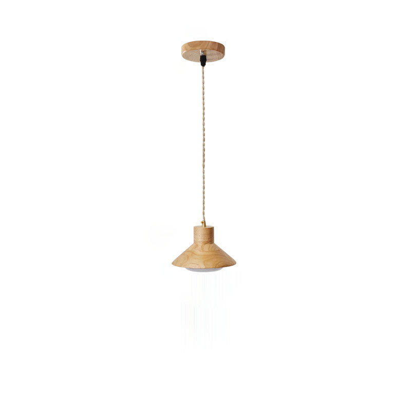 Bol japonais traditionnel en bois de caoutchouc conique 1/2/3 lumière suspension lustres pour salle à manger 