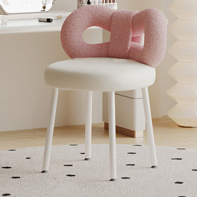 Tabouret de coiffeuse en cuir rond avec nœud papillon Art Déco moderne en fer sans dossier pour chambre 