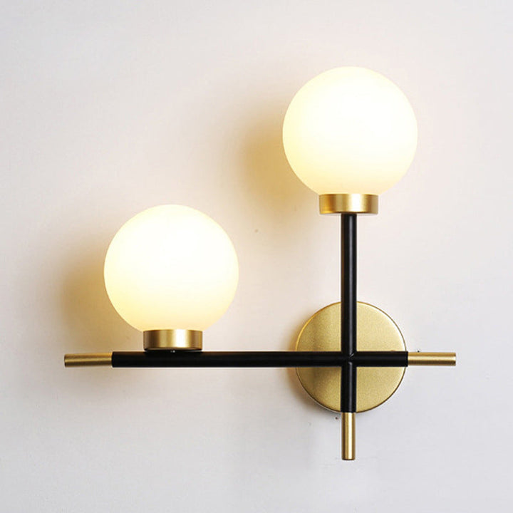 Zeitgenössische Einfachheit Eisen Magic Bean Molekularglas 2-Licht Wandleuchte Lampe für Wohnzimmer 