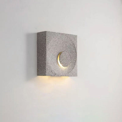 Contemporary Scandinavian Eclipse Square Cement 1-Light Wall Sconce Lamp For Bedroom