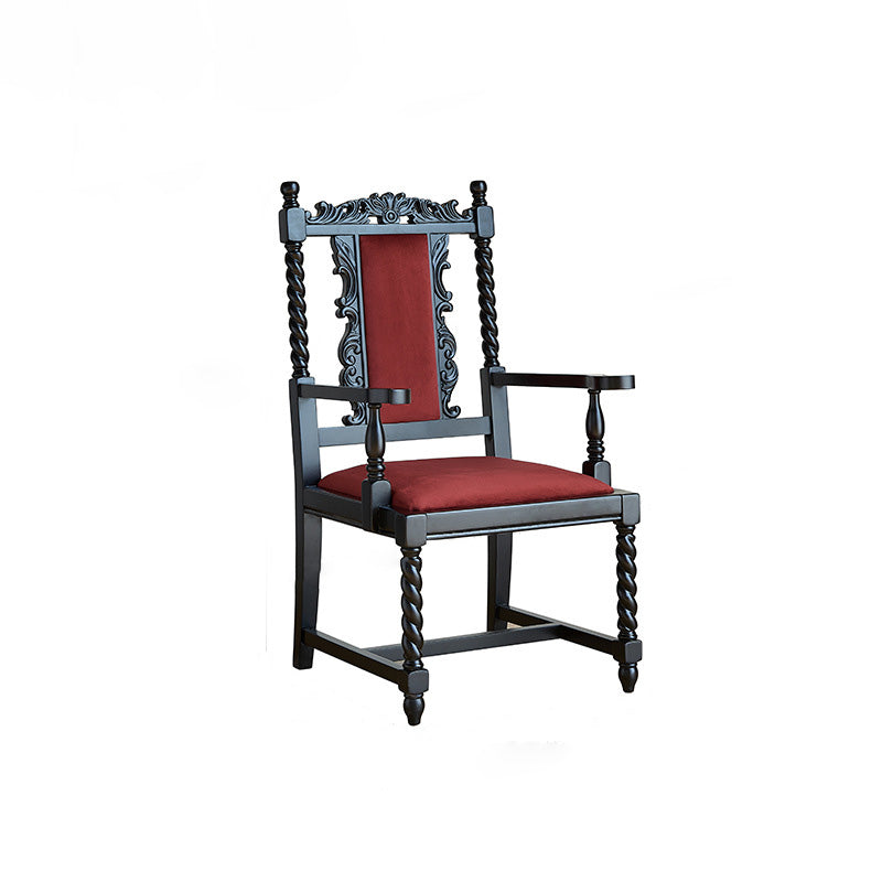 Chaise de salle à manger avec dossier carré en bois traditionnel vintage à cadre incurvé 