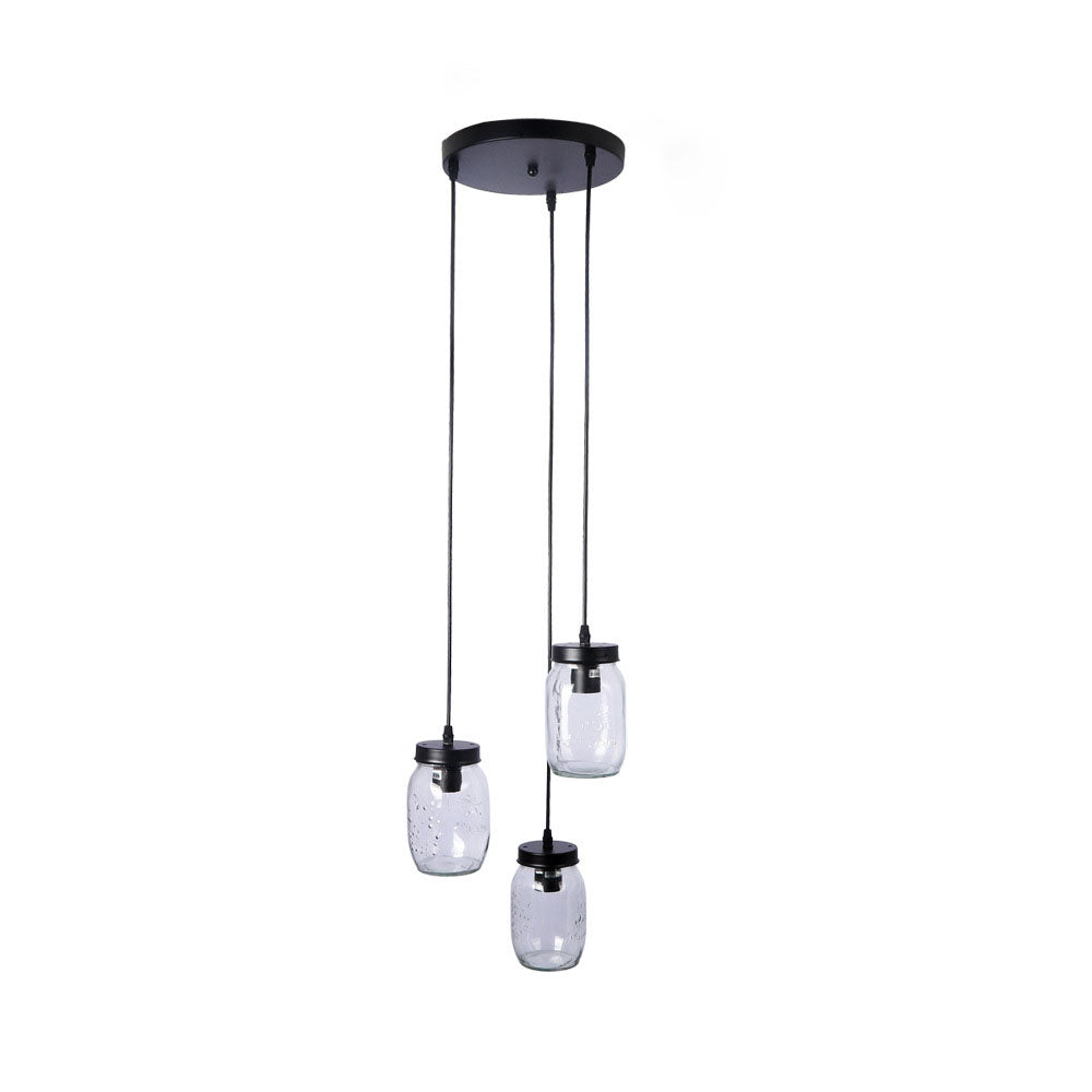 Candelabro de 3 luces con botella de vidrio de hierro de simplicidad moderna para sala de estar 