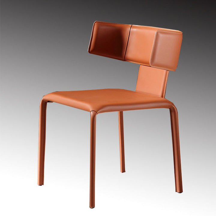 Silla de comedor contemporánea de lujo cuadrada con respaldo, en cuero de microfibra, metal y estructura de madera contrachapada, para comedor 