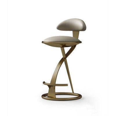 Taburete de mostrador giratorio con tapizado de cuero redondo moderno de lujo, estructura de metal, respaldo bajo, reposapiés para cocina 