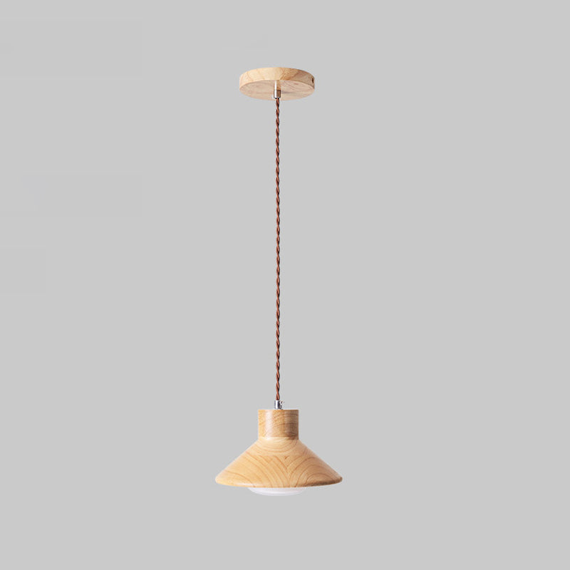Traditionelle japanische runde kegelförmige Pendelleuchte aus Holz mit 1 Licht für das Wohnzimmer 