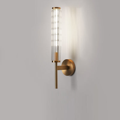 Aplique de pared lineal de 1 luz de vidrio y latón moderno minimalista para dormitorio 