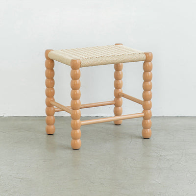 Tabouret rectangulaire traditionnel chinois en osier avec pieds en bois pour le salon 