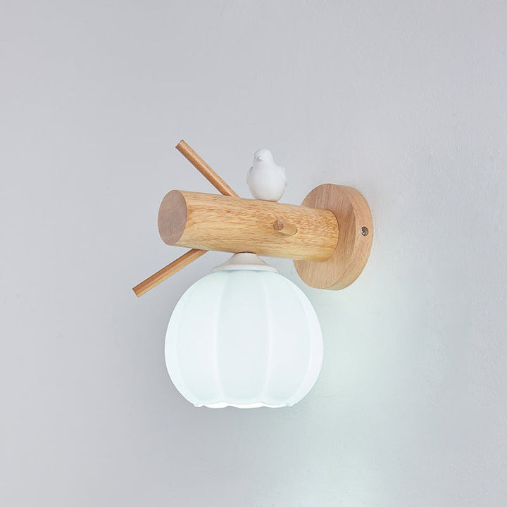 Lampe murale 1 lumière en bois PE avec citrouille minimaliste moderne pour chambre 