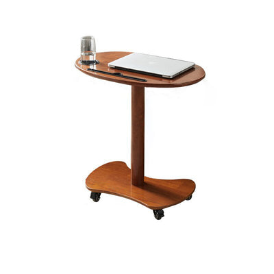 Table basse ovale minimaliste moderne en bois massif et plastique à 4 roues pour salon 