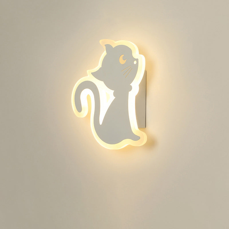 Moderne Art Deco Katze-förmige Acryl Eisen LED Wandleuchte Lampe für Schlafzimmer 