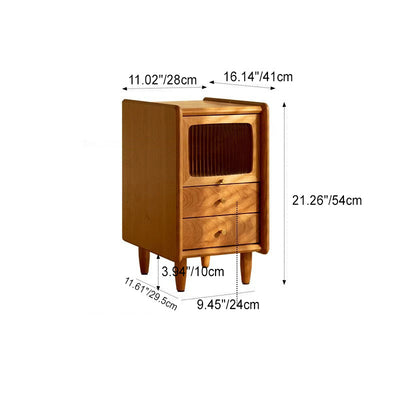 Table de nuit rectangulaire japonaise traditionnelle en bois avec 3 tiroirs pour chambre à coucher 