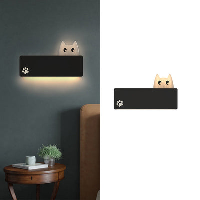 Applique Murale LED en Fer Rectangulaire avec Motif de Chat Animal de Dessin Animé Simplicité Moderne pour Salon 