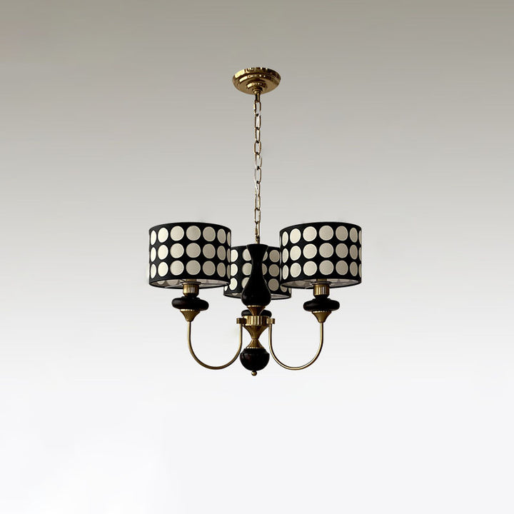 Traditioneller Vintage Runder Polka Dot Eisen Glas 3/6 Licht Kronleuchter Für Wohnzimmer 