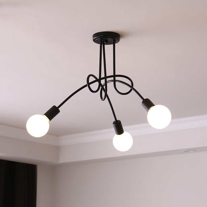 Zeitgenössischer kreativer Kronleuchter aus gebogenem Eisen mit 3/5 Lichtern für Wohnzimmer 