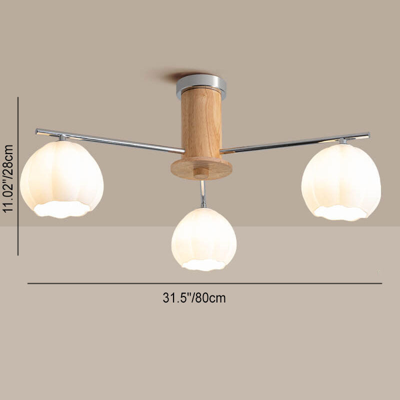 Candelabro de 3/5/6/8 luces con rayas de vidrio y herrajes de madera de simplicidad moderna para sala de estar 