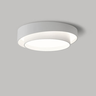 Simplicité Contemporaine Plafonnier LED en Fer à Deux Couches avec Abat-jour Rond pour Salon 