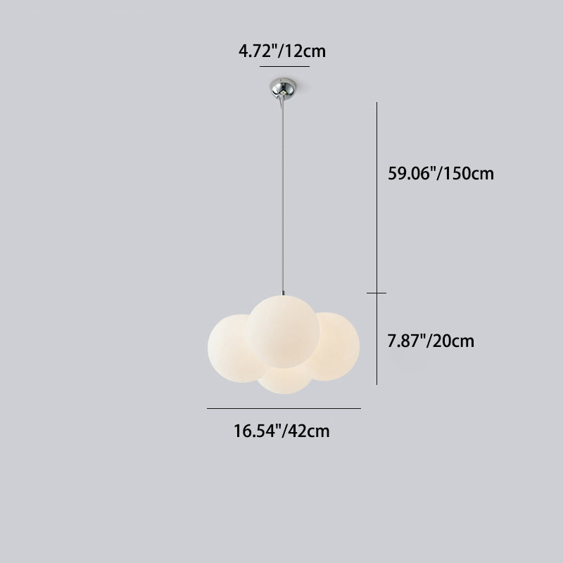 Lustre moderne minimaliste à bulles rondes en matériel PE 4/8 lumières pour salon 