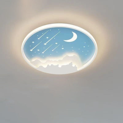 Plafonnier LED en fer météore lune ronde minimaliste moderne pour chambre à coucher 