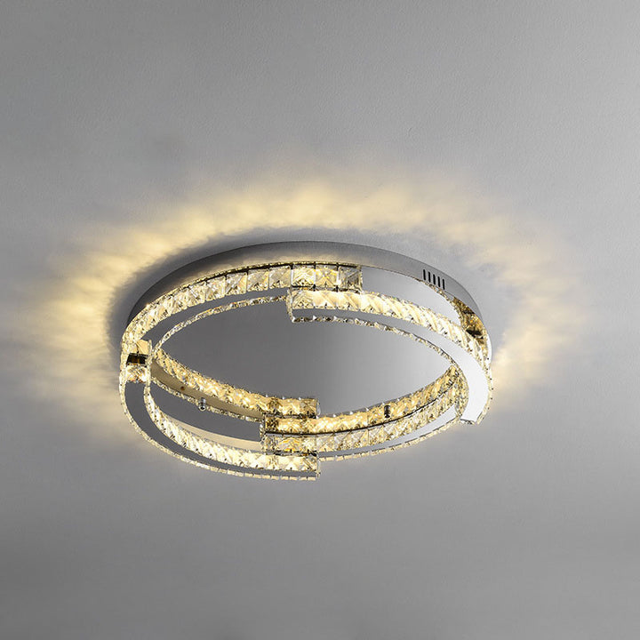 Luz de techo empotrada LED de cristal de acero inoxidable redonda de lujo moderno para dormitorio 