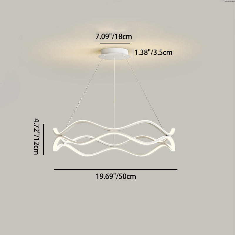 Zeitgenössischer nordischer Eisen-Aluminium-Silica-Rundwellen-LED-Kronleuchter für Esszimmer 