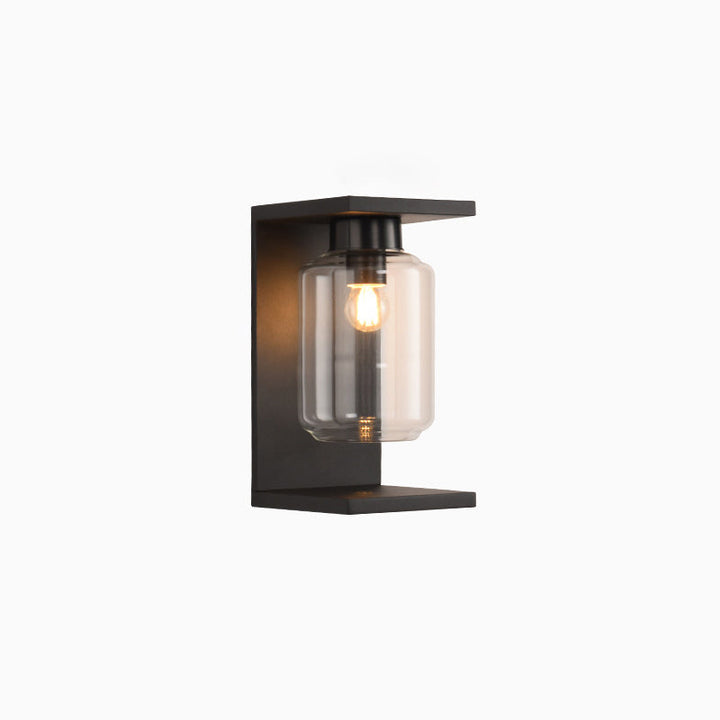 Lampe murale contemporaine industrielle étanche en acier inoxydable solaire avec cylindre en verre à 1 lumière pour patio extérieur 