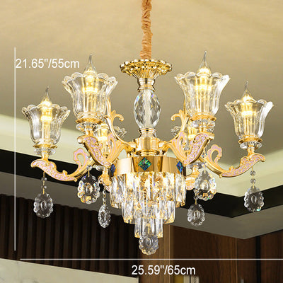 Zeitgenössischer Luxus-Zweigglas-Zink-Kronleuchter mit 6/8/10/15 Lichtern für Wohnzimmer 