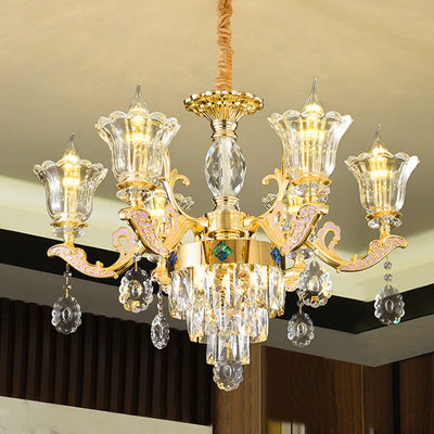 Zeitgenössischer Luxus-Zweigglas-Zink-Kronleuchter mit 6/8/10/15 Lichtern für Wohnzimmer 