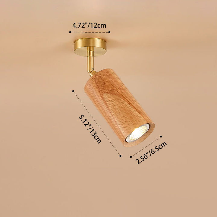 Plafonnier semi-encastré LED en bois de fer cylindrique chinois traditionnel pour salon 