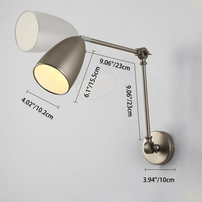 Zeitgenössische industrielle schwenkbare Kegel Metall 1-Licht Wandleuchte Lampe für Schlafzimmer 