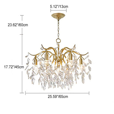 Modern Luxury Leaf Iron Crystal 7/9 Light Chandelier For Living Room