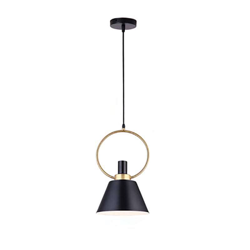 Contemporary Nordic Cone Shade Gold Ring Iron 1-Light Pendant Light For Dining Room