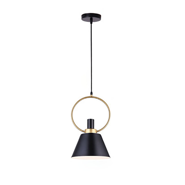 Contemporary Nordic Cone Shade Gold Ring Iron 1-Light Pendant Light For Dining Room