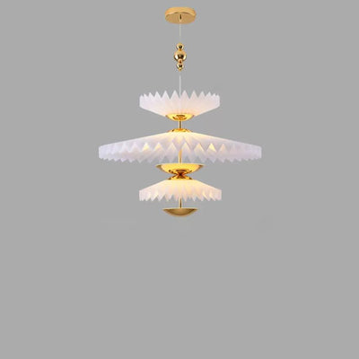 Modern Art Deco Pleated Round Acrylic Iron LED Chandelier For Living Room