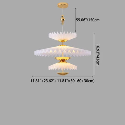 Modern Art Deco Pleated Round Acrylic Iron LED Chandelier For Living Room