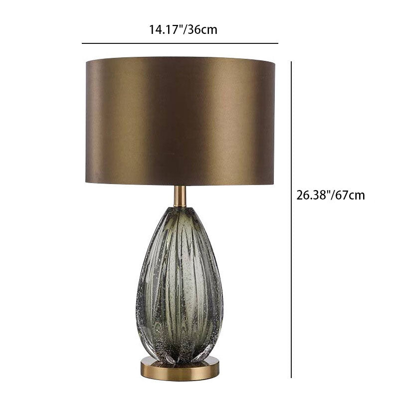 Contemporary Scandinavian Glazed Base Hardware Fabric 1-Light Table Lamp For Bedroom